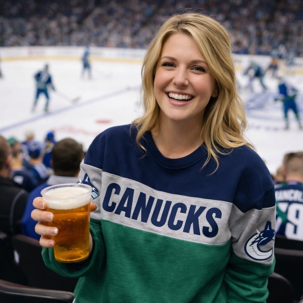 Vancouver Canucks NHL Colourblock Crewneck Sweatshirt Hockey Pullover Apparel M - Picture 10 of 11